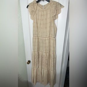 Antonio Melani -
Fernanda Crew Neck Flutter Cap Sleeve Eyelet Dress